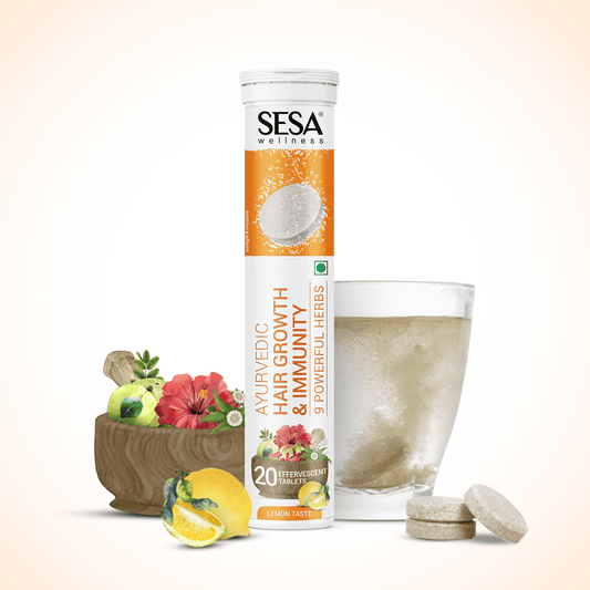 Sesa Ayurvedic Hair Growth & Immunity Effervescent Tablets Lemon Taste - 20 tabs