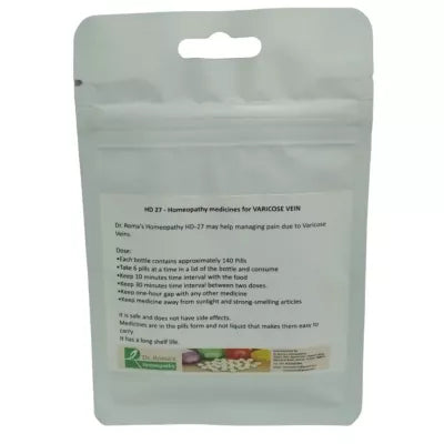 Dr. Romas Homeopathy HD-27 Varicose Vein 2 Bottles - 16 gms (Each) image 2