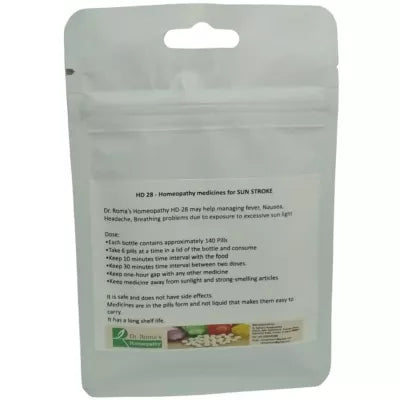Dr. Romas Homeopathy HD-28 Sun Stroke 2 Bottles - 16 gms (Each) image 3