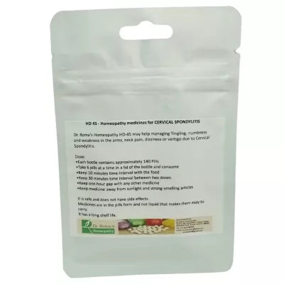 Dr. Romas Homeopathy HD-45 Cervical Spondylitis 2 Bottles - 16 gms (Each) image 2