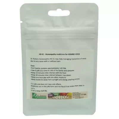 Dr. Romas Homeopathy HD-61 Hoarse Voice/Throat Pain 2 Bottles - 16 gms (Each) image 3