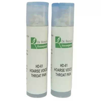 Dr. Romas Homeopathy HD-61 Hoarse Voice/Throat Pain 2 Bottles - 16 gms (Each) image 2