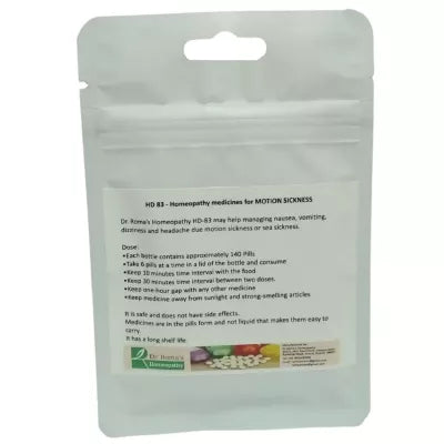 Dr. Romas Homeopathy HD-83 Motion Sickness 2 Bottles - 16 gms (Easy) image 2