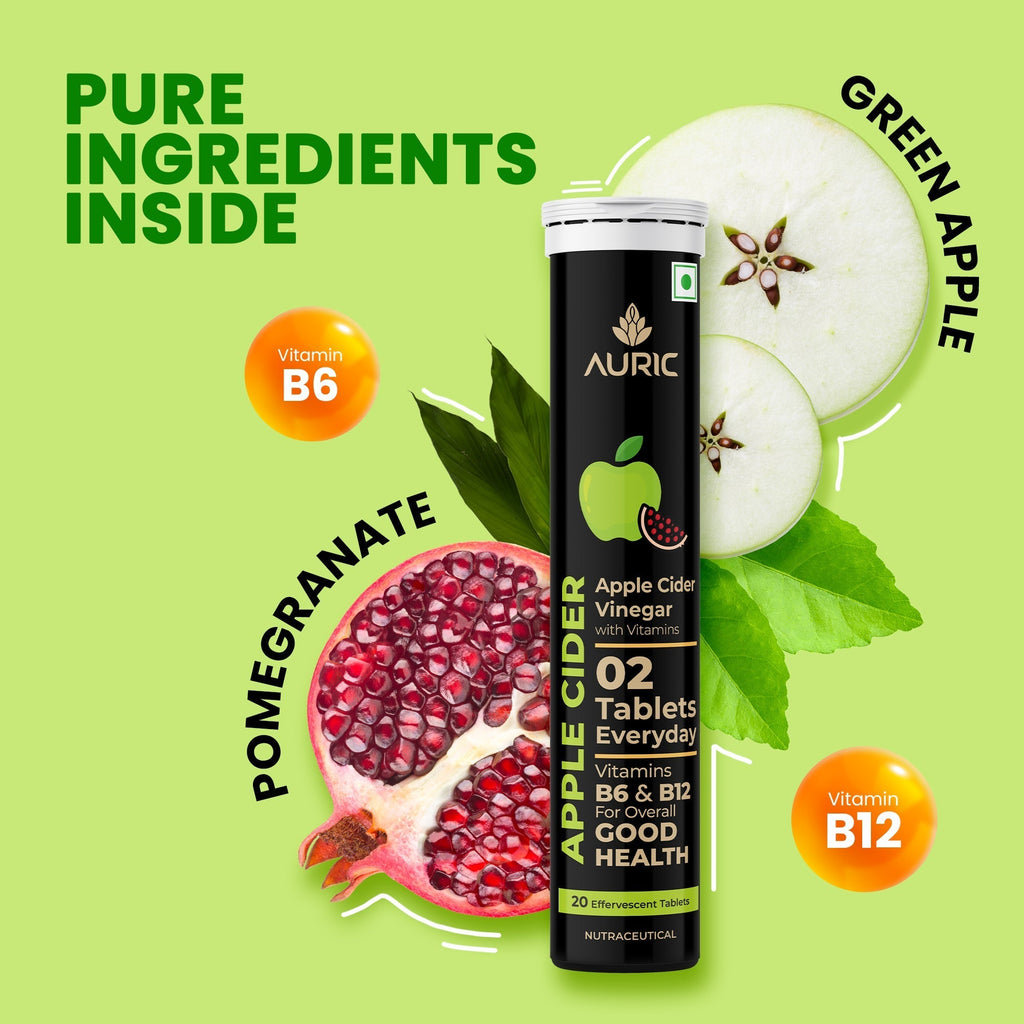 Auric Apple Cider Vinegar Effervescent Tablets with Vitamins Drop Fizz & Drink image 12
