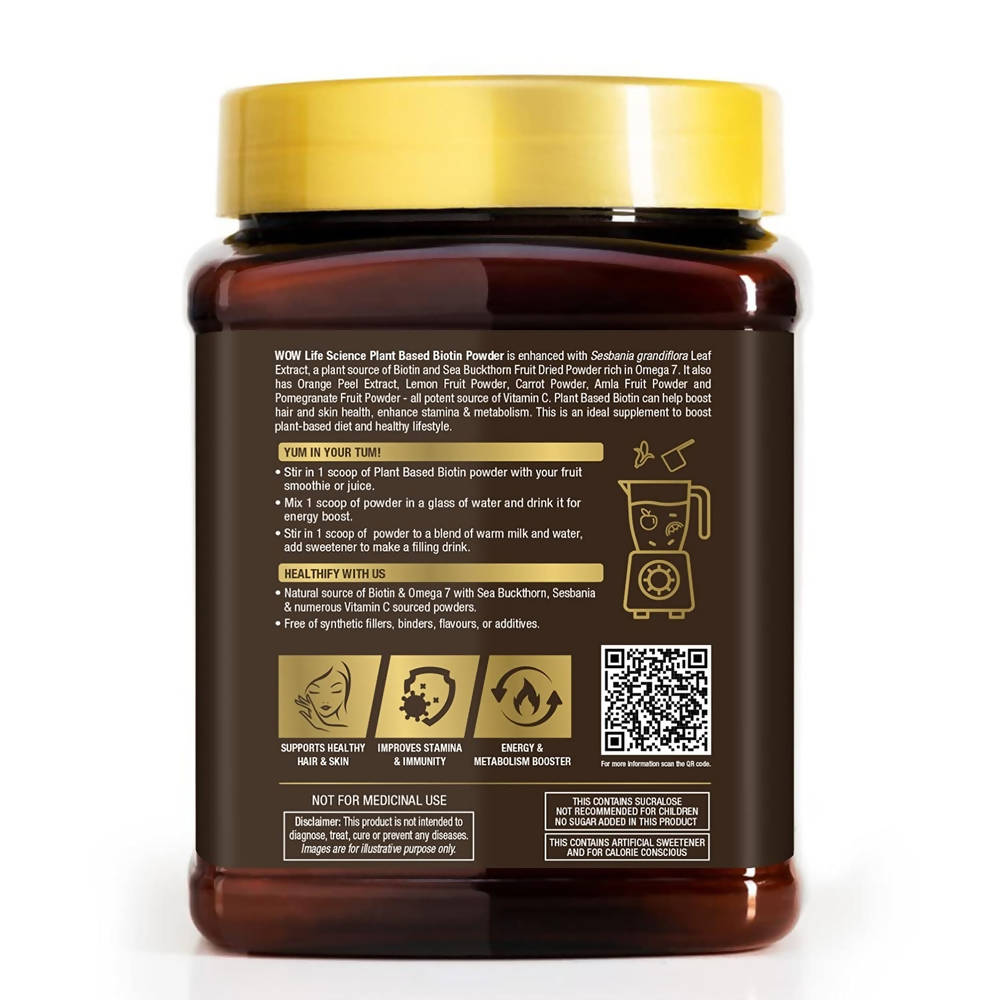 WOW Life Science Plant-Based Biotin Powder - 250 gms image 4