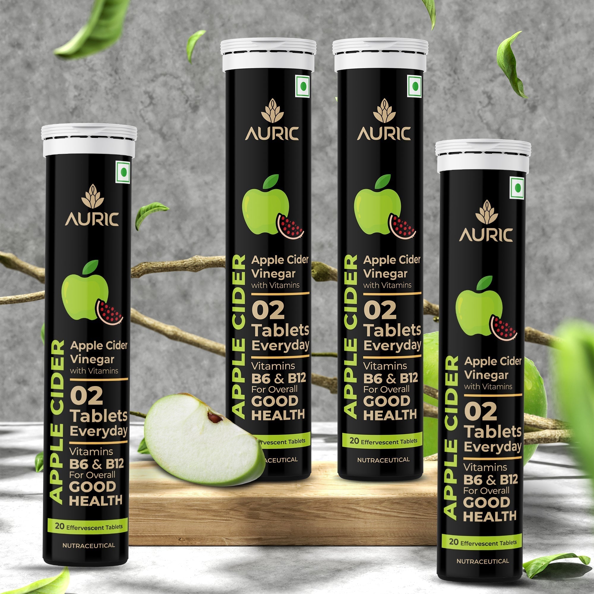 Auric Apple Cider Vinegar Effervescent Tablets with Vitamins Drop Fizz & Drink image 7