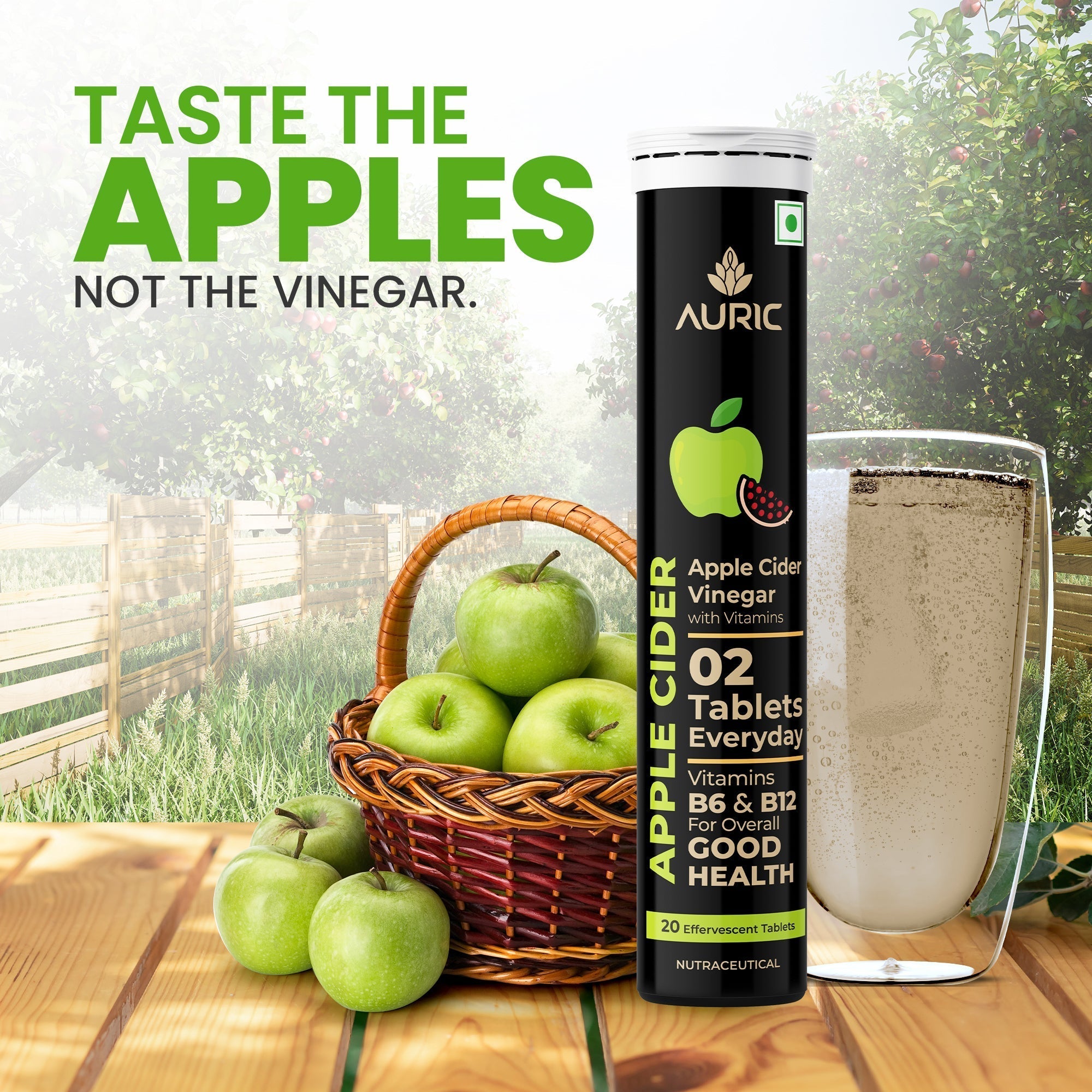 Auric Apple Cider Vinegar Effervescent Tablets with Vitamins Drop Fizz & Drink image 5