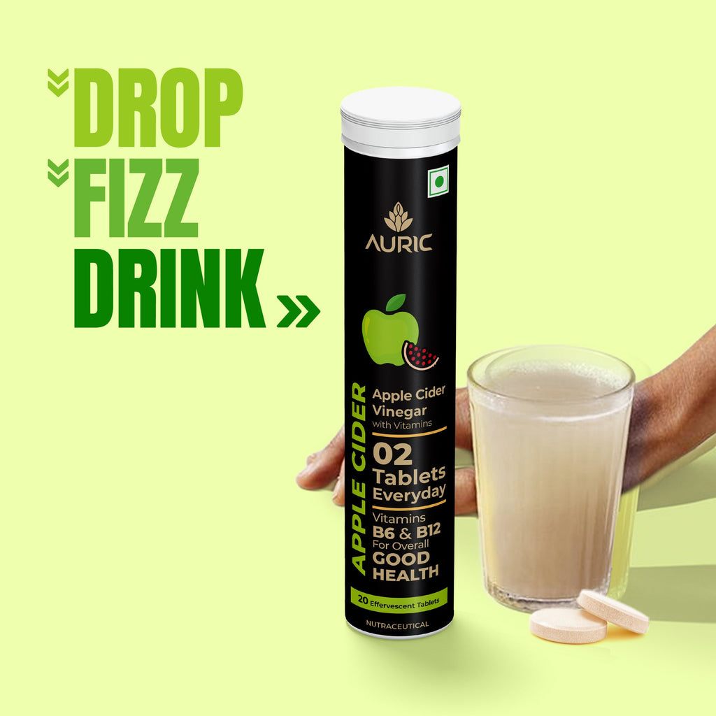 Auric Apple Cider Vinegar Effervescent Tablets with Vitamins Drop Fizz & Drink image 4