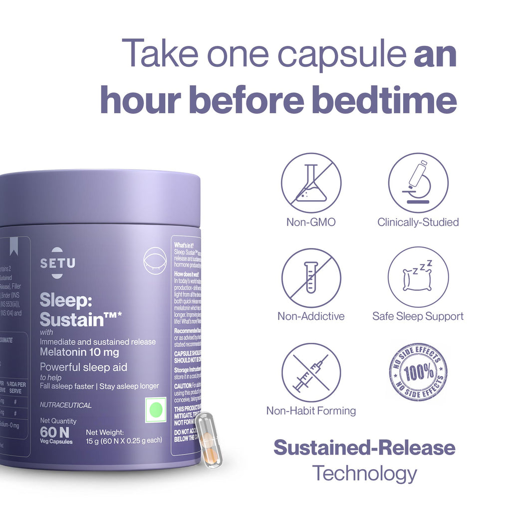 Setu Sleep Sustain Melatonin 10 mg - 60 tabs image 6