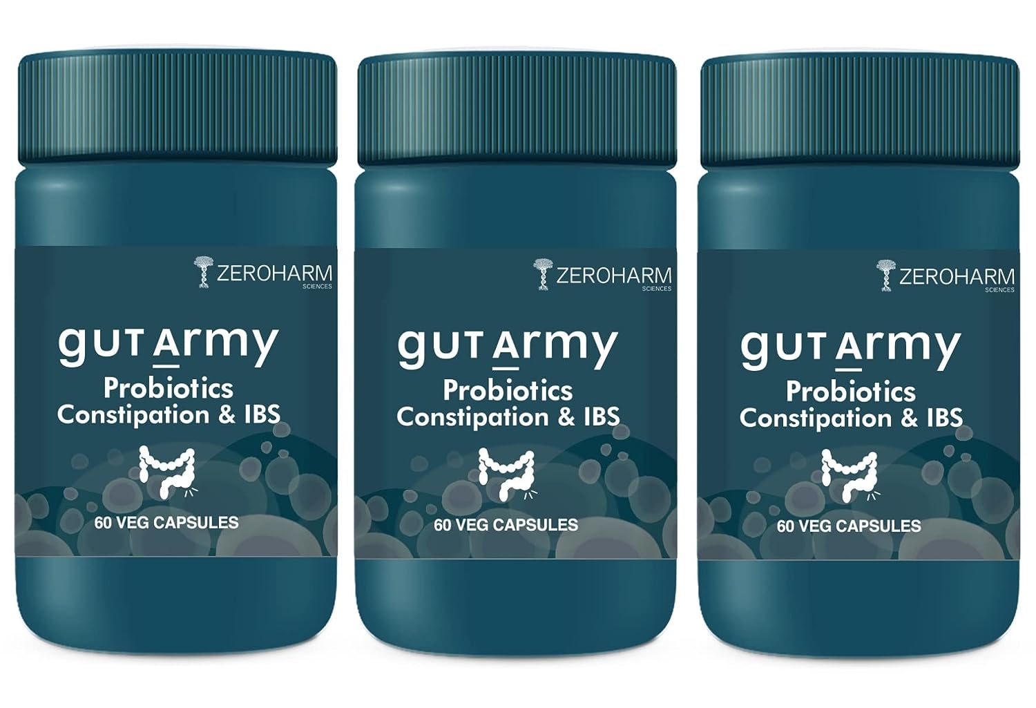 ZEROHARM Gut Army Probiotics for Constipation & IBS - 60 tabs image 3