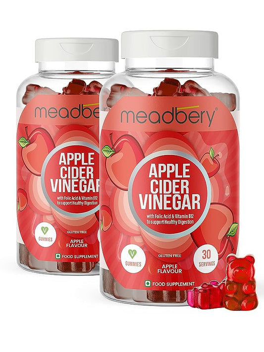 Meadbery Vegan Apple Cider Vinegar Gummies - 60 tabs (Pack of 2)