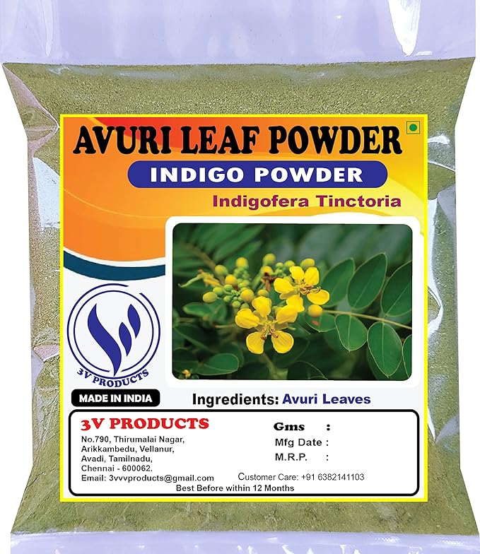 3V Products Avuri Leaf Powder - Indigo Powder for Black Hair - 100 gms