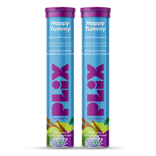 Plix Happy Tummy Effervescent Tablets - 15 tabs (Pack of 2)
