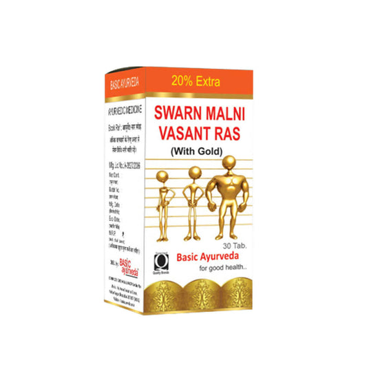 Basic Ayurveda Swarn Malni Vasant Ras (With Gold) - 30 Tablets
