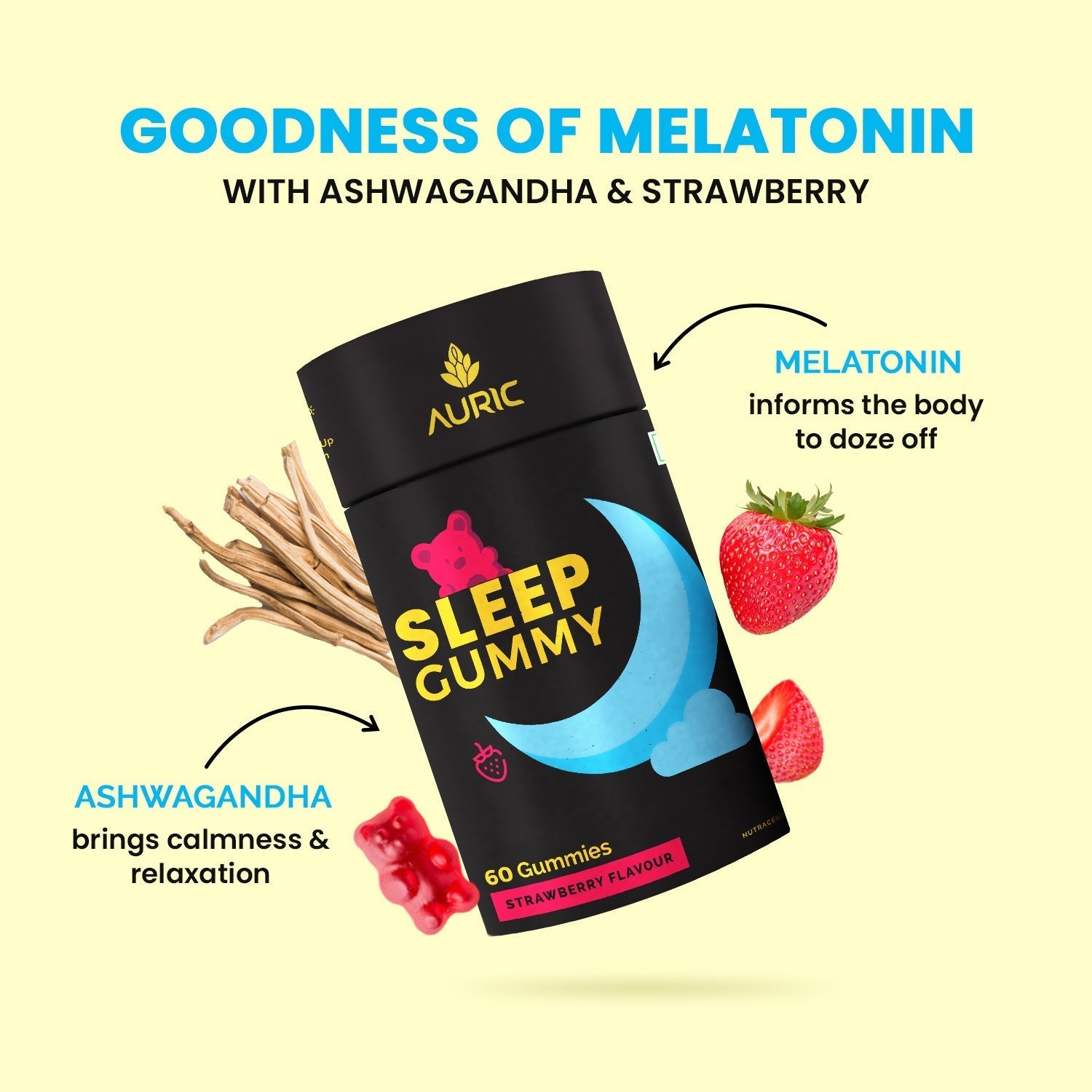 Auric Restful Sleep Gummies with Ashwagandha - 60 Gummies image 3