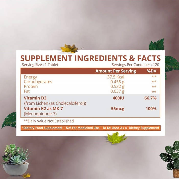 Himalayan Organics Vitamin D3 + K2 Tablets image 7
