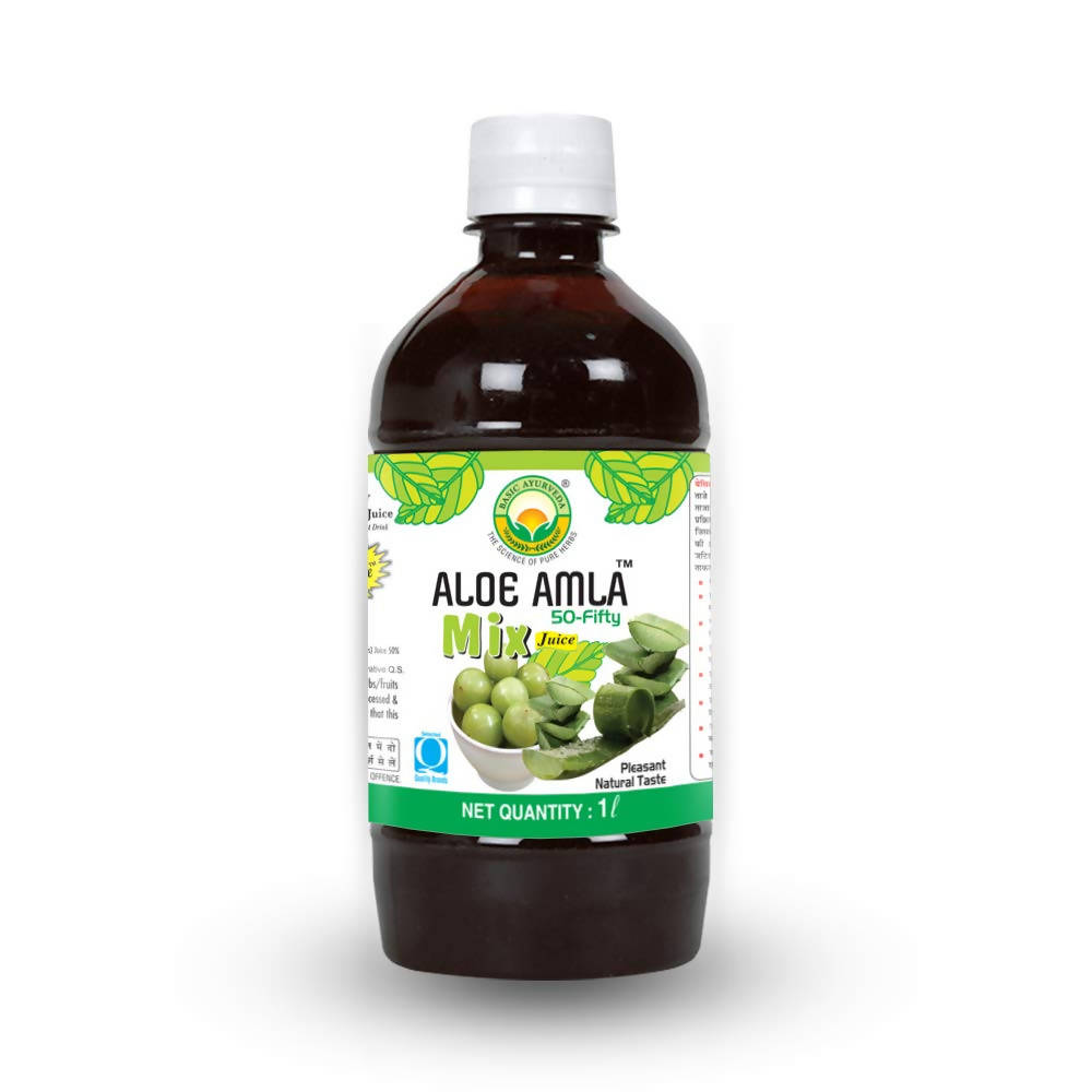 Basic Ayurveda Aloe Amla 50-Fifty Mix Juice - 1 Liter image 5