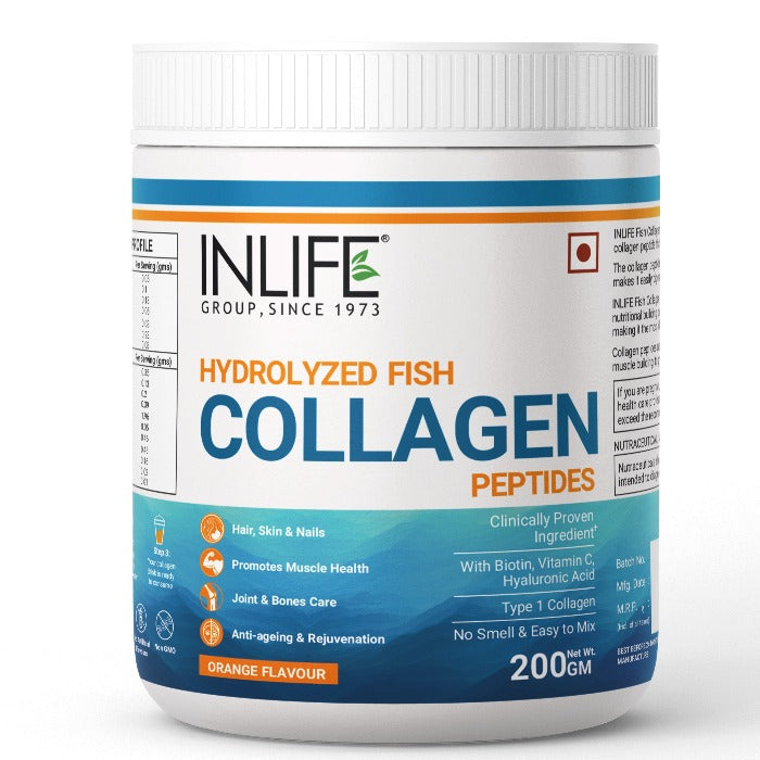 INLIFE Hydrolyzed Marine Fish Collagen Peptides - 200 gms