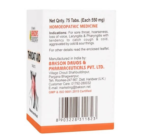Bakson's Homeopathy Throat Aid Tablets image 2