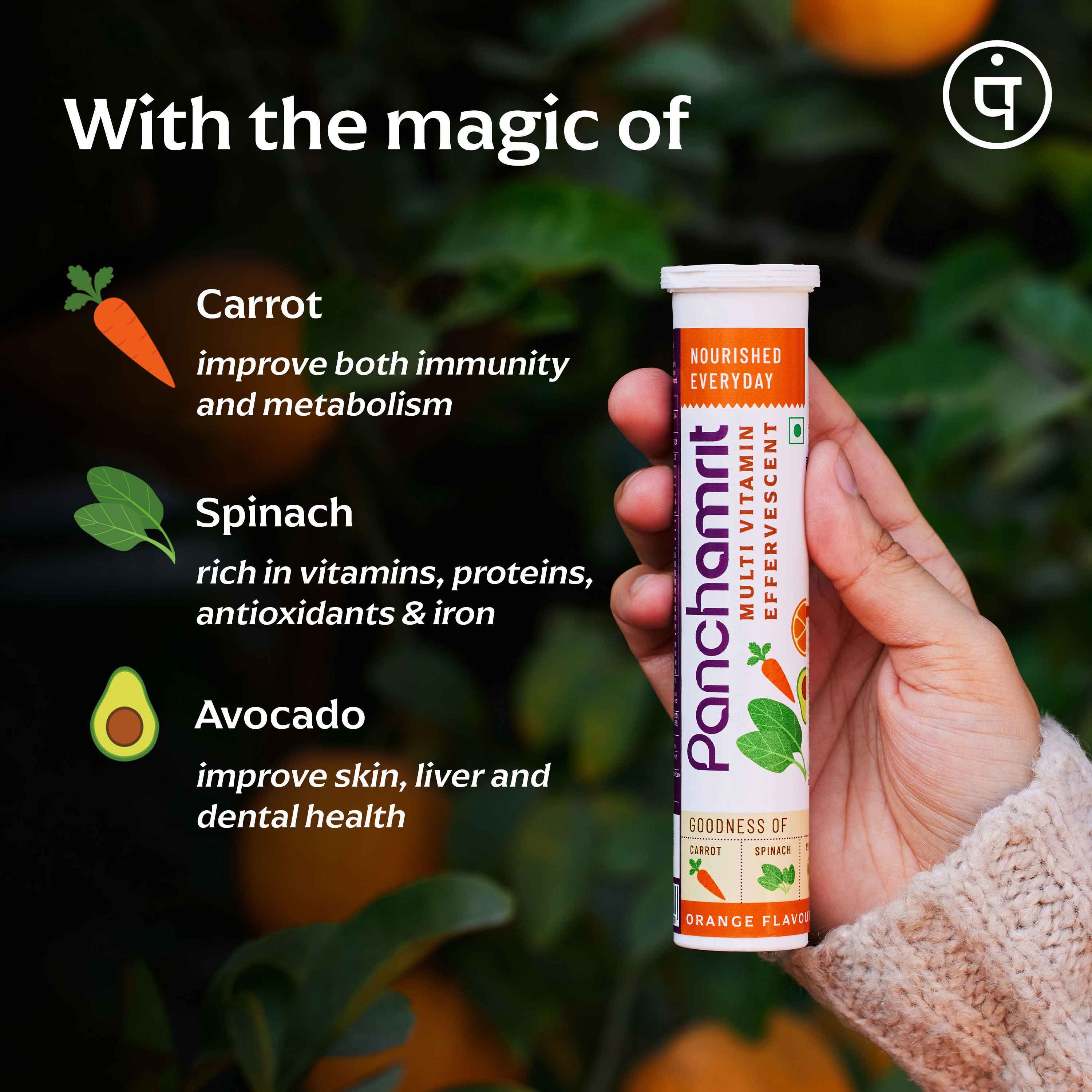 Panchamrit Multivitamin Effervescent Tablets Orange Flavor image 2