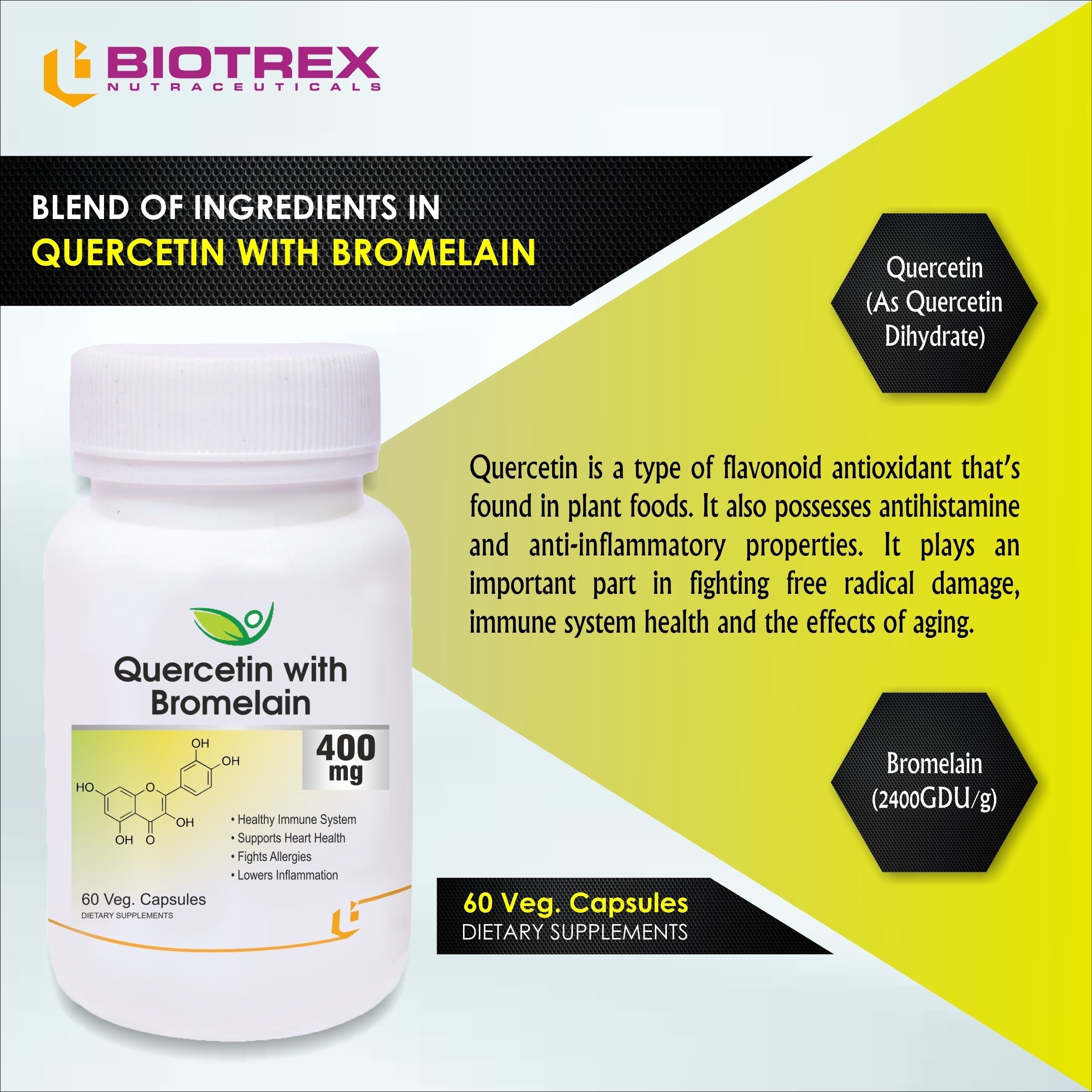 Biotrex Quercetin with Bromelain 400mg - 60 tabs image 9