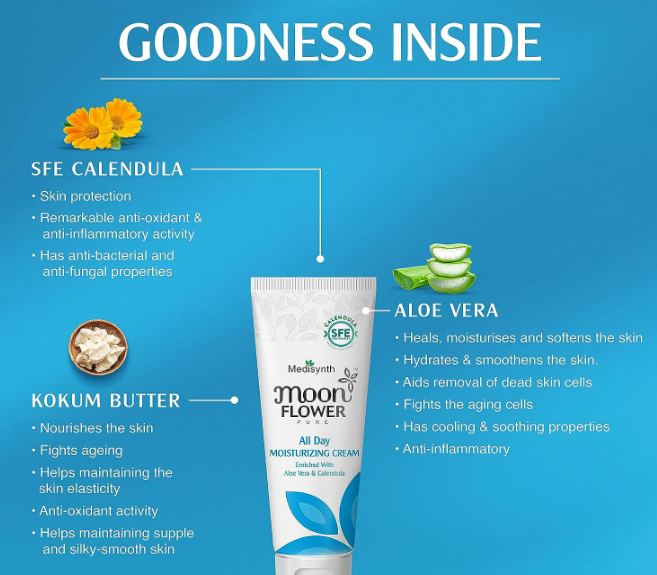 Medisynth Naturals Moonflower All Day Moisturizing Cream - 50gm image 3