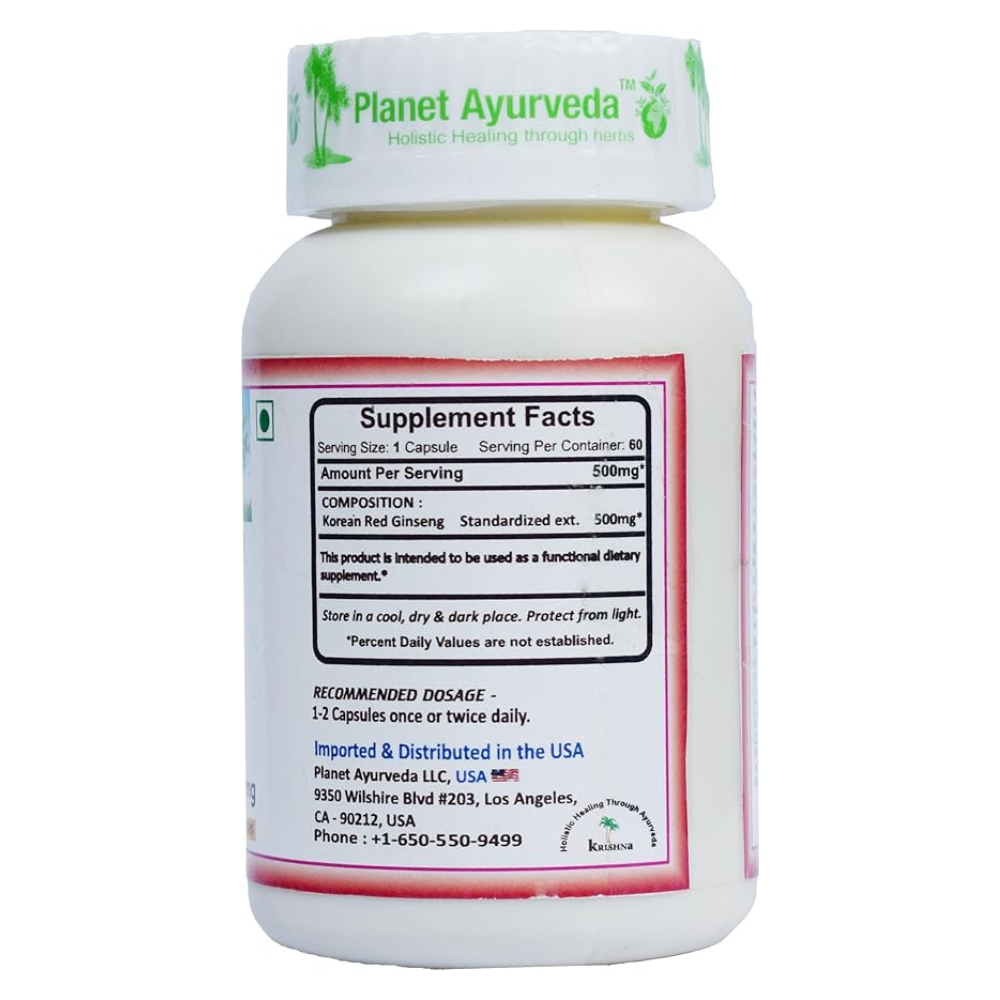 Planet Ayurveda Korean Red Ginseng Capsules - 60 tabs image 3