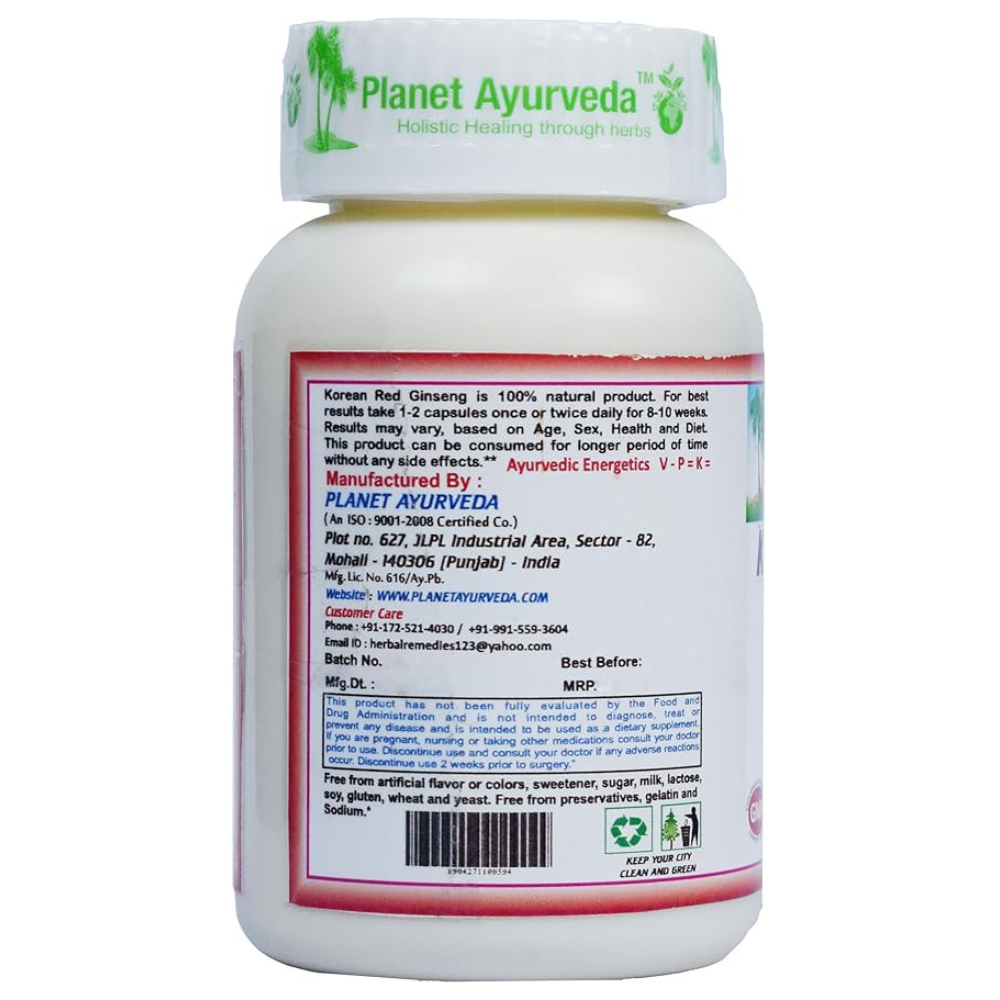Planet Ayurveda Korean Red Ginseng Capsules - 60 tabs image 2