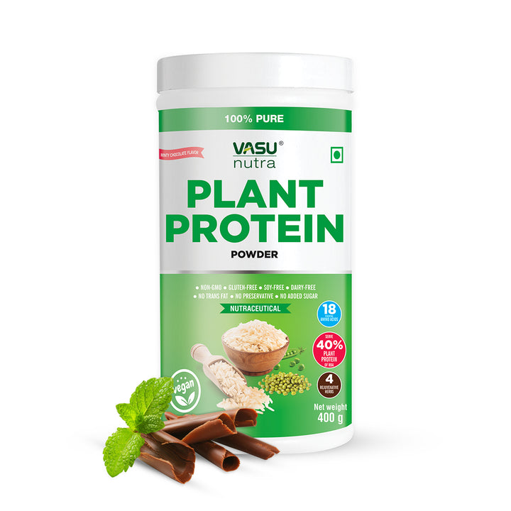 Vasu Nutra 100% Pure Plant Protein Powder For Men & Women - 400 gms
