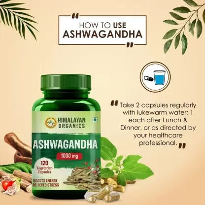 Himalayan Organics Ashwagandha 1000 mg Vegetarian Capsules image 5
