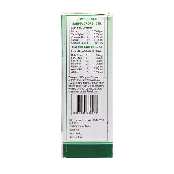 Wheezal Homeopathy Sabina Calcin Drops & Tablets image 3