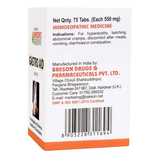 Bakson's Homeopathy Gastro Aid Tablets image 2