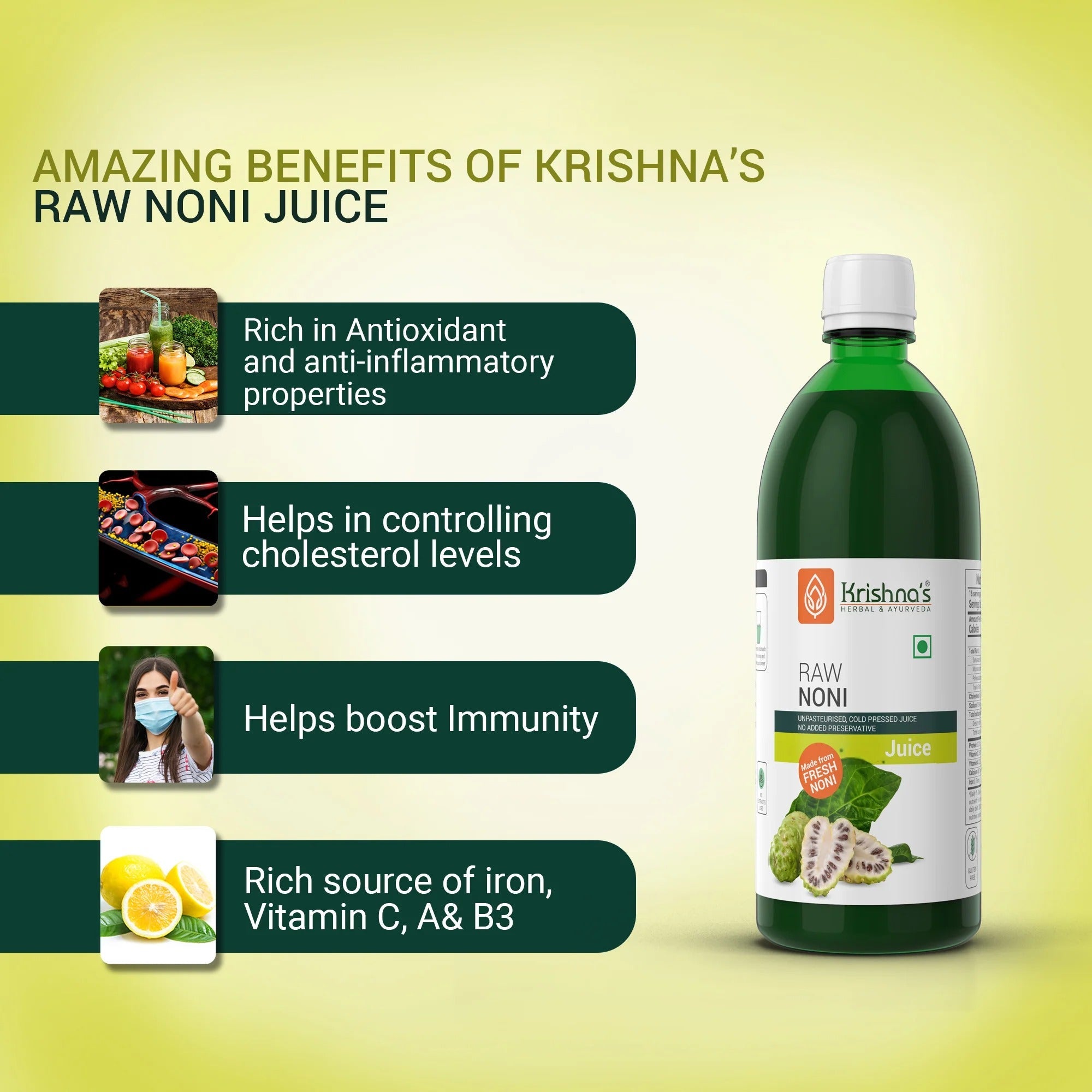 Krishna's Herbal & Ayurveda Raw Noni Juice - 1 L image 3