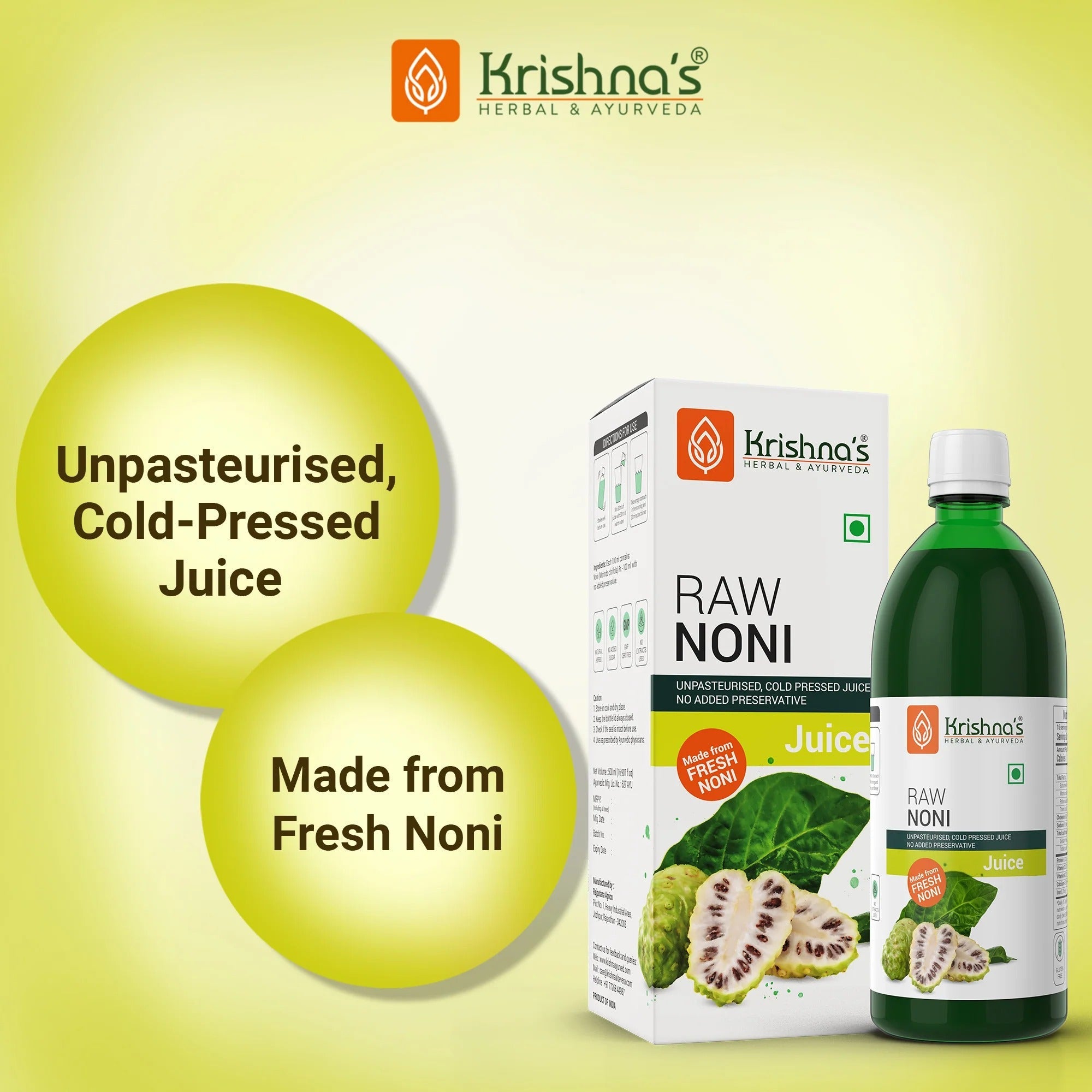 Krishna's Herbal & Ayurveda Raw Noni Juice - 1 L image 6