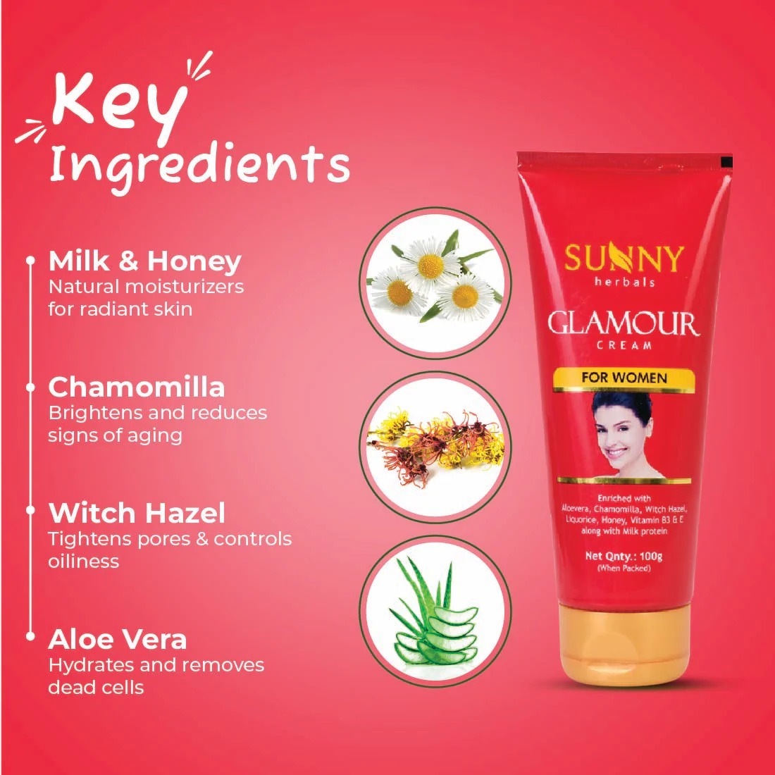 Bakson's Sunny Herbals Fairness Cream For Women - 100 gms image 3