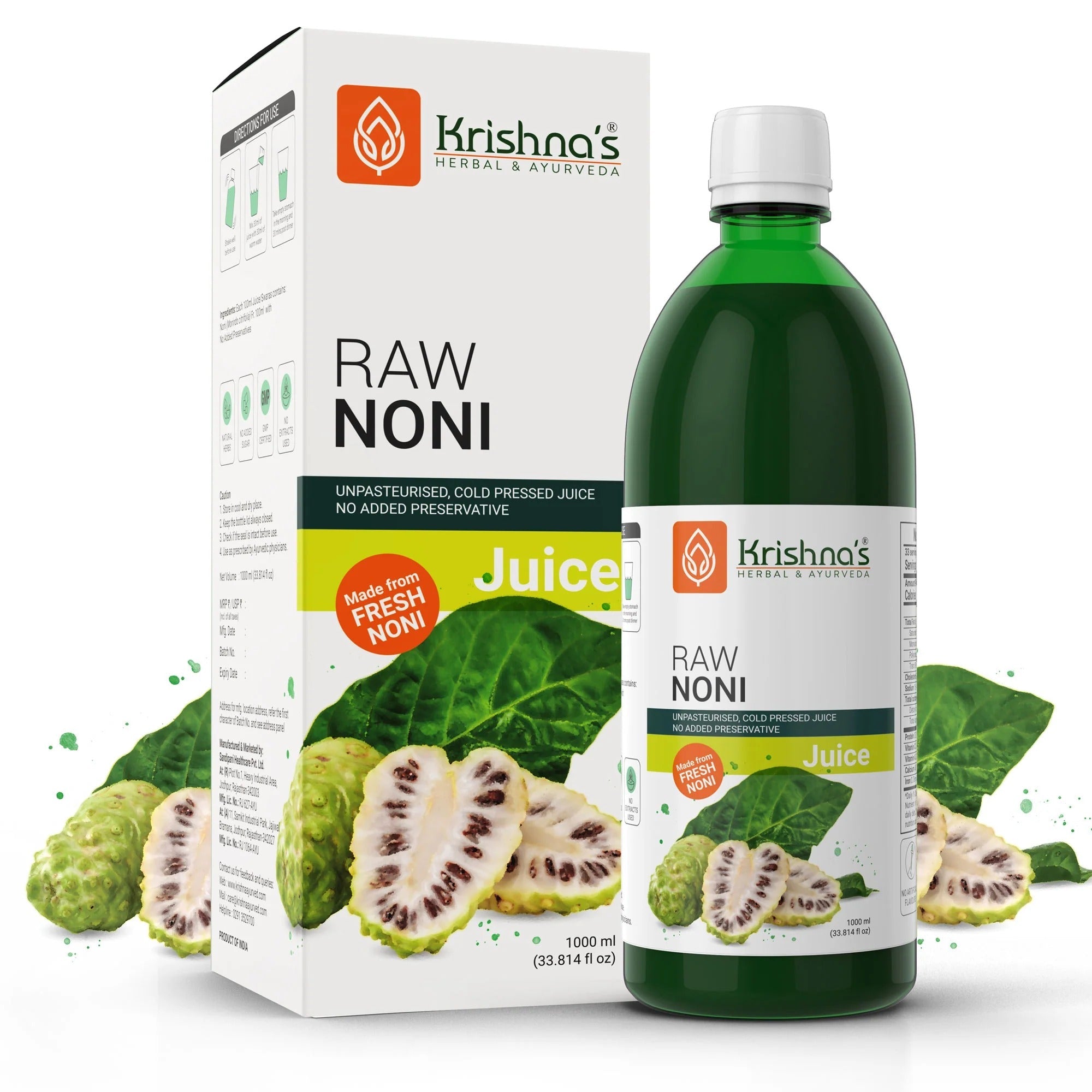 Krishna's Herbal & Ayurveda Raw Noni Juice - 1 L