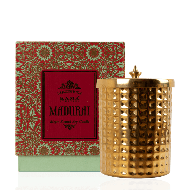 Kama Ayurveda Madurai Candle with Brass Holder - 165 gms
