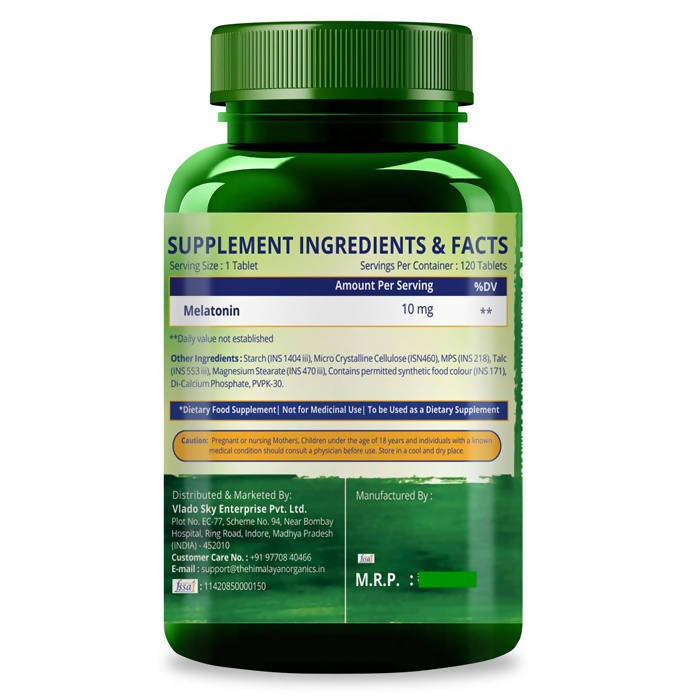Himalayan Organics Melatonin 10 mg Vegetarian Tablets image 3